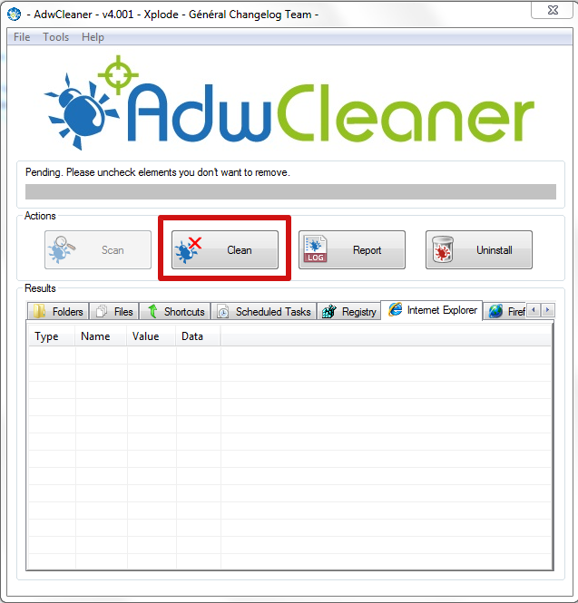 adwcleaner clean